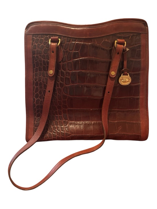 Brahmin Handbags - Brahmin Vintage Rich Brown Croc-Embossed Leather Shoulder Bag